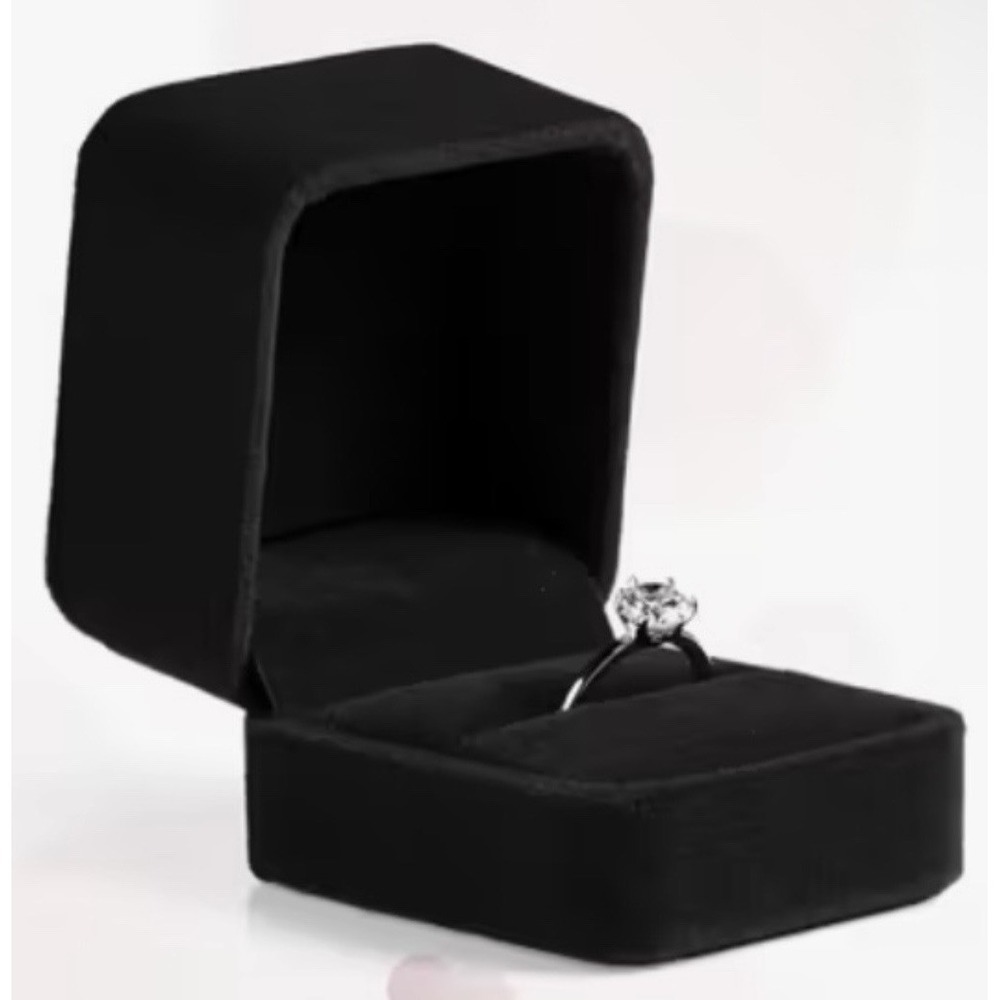 Black Velvet Ring Box NEW- UNOPENED -Proposal Box, Wedding Display, Safe Keeping